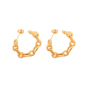 Moderne 18k vergoldete Edelstahl-Gliederkreolen für Damen in eleganter Goldoptik