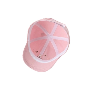 Innenansicht der rosa Kinder-Baseballkappe aus Baumwolle mit weißen Verstärkungsbändern