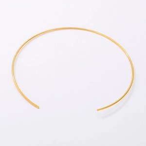 Top-down view of a minimalist gold-plated stainless steel neck torque base for DIY jewelry