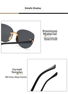 Detail of gradient sunglasses featuring golden metal bridge and ergonomic curved temples