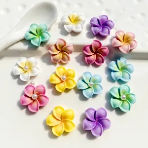 Plumeria Flower Resin Charms Kawaii Flatback DIY Accessories Phone Case Hair Clip Decoration Colorful Plastic Small