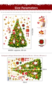 Size chart showing 95x80cm Christmas tree wall sticker dimensions and component details