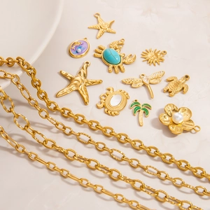 Stainless Steel Marine Theme Necklace 18K Gold Plated Waterproof Hypoallergenic Ocean Sea Star Shell Pendant Jewelry