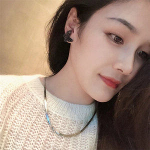 Elegant butterfly earrings and snake chain necklace set in gold and silver finish
