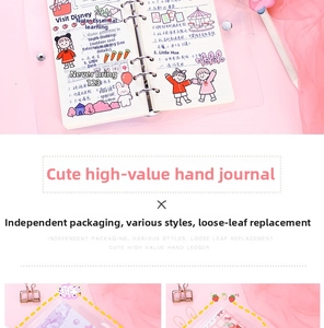 Pink loose-leaf notebook detail showing clear soft cover and 6-ring metal binder mechanism