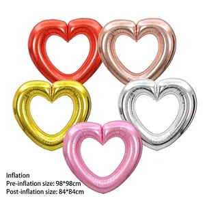 40-inch large hollow heart-shaped foil balloon for festive birthday party decorations