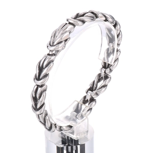 Vintage stainless steel knot bracelet for men with silver twisted rope design on stand