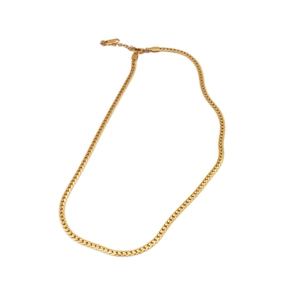 Minimalist gold plated titanium steel cuban chain necklace with lobster clasp and tag
