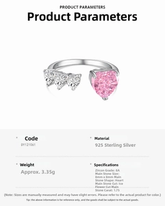 Macro view of 8mm heart-shaped pink zircon with ice-cut facet on 925 silver ring
