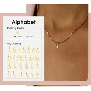 Collar con Colgante de Letra Inicial de Alfabeto de Acero Inoxidable para Mujeres Niñas Joyería con Incrustaciones de Strass Oro Plata Oro Rosa