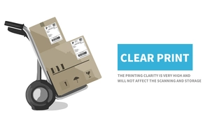 Vector illustration of clear shipping label on package box showing print quality