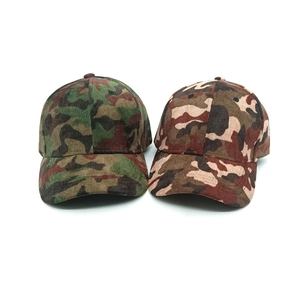 Detailed comparison of green jungle camouflage and brown desert camo corduroy baseball caps