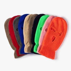 Winter thermal knit balaclava ski masks in multiple colors with a three-hole design