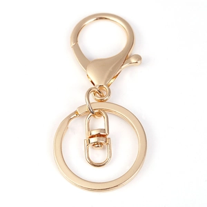 Three-piece set of golden metal lobster clasp hardware accessories for DIY keychains
