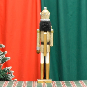 60cm classic gold and white nutcracker king ornament with royal crown and sequin finish
