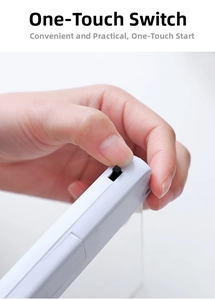Macro shot of the white reading light featuring a convenient black physical power switch