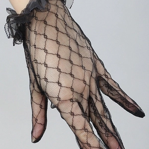Women Vintage Lace Gloves Elegant Floral Ruffle Mesh Short Hand Gloves For Wedding Party Evening Dress Accessory Jewelry