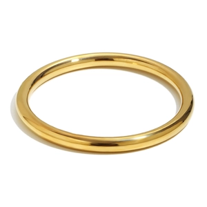 Bracelet jonc minimaliste en acier inoxydable plaqué or 18 carats pour femme