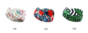 Three knotted headbands with floral and tropical patterns for yoga and beach style