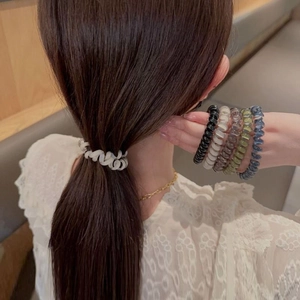Morandi colors spiral hair ties on hair and wrist for women with high elasticity