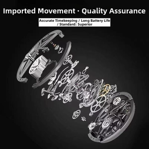 Exploded view of the high-precision imported quartz movement with gears and steel components