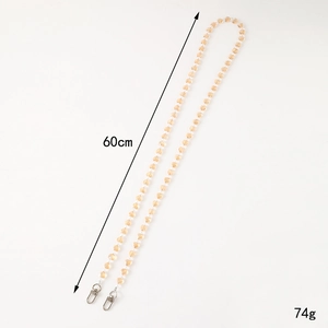 Long amber crystal heart beaded strap with silver lobster clasps, 60cm length