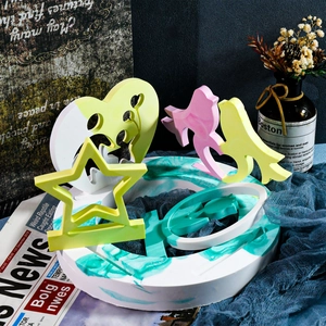Set de moldes de silicona DIY con adornos de yeso en forma de estrella y pájaro de colores
