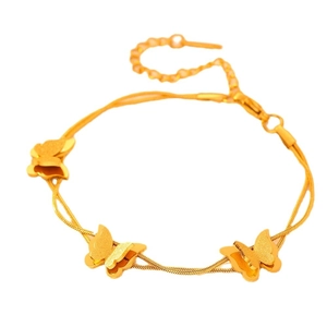 Exquisite 18k gold plated stainless steel double-layer bracelet with butterfly charms