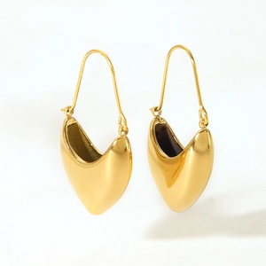 Chic 18K gold plated thick geometric U-shaped stainless steel hoop earrings for women
