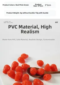 Λήψη macro από μίνι φράουλες PVC 3x2cm σε κόκκινο ροζ και πράσινο για χειροτεχνίες