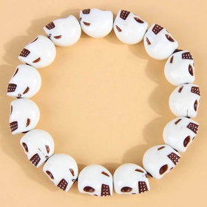 Gothic Skull Bead Bracelet Plastic Elastic Skeleton Jewelry Personality Trendy Accessory For Women