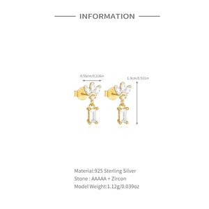 Detail view of S925 sterling silver infinity earrings with marquise cubic zirconia stones