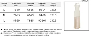 Size guide for mesh dress with measurements for Bust, Waist, Hips, and Length in centimeters