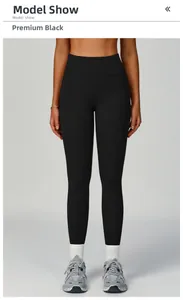 Full view of premium black high-waisted yoga leggings for outdoor running and fitness
