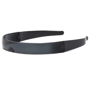 Minimalist matte black wide headband made of resin shown from a 45-degree angle