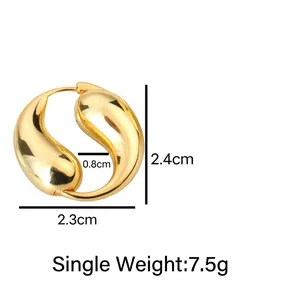 Polished 18K gold plated hollow teardrop hoop earring with 2.3cm x 2.4cm dimensions