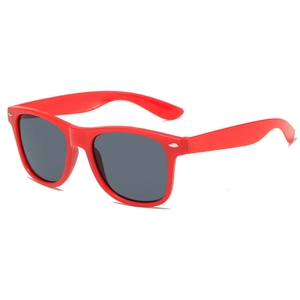 Classic retro sunglasses with red frame and dark gray lenses for men and women