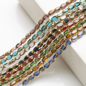 Faceted 4x6mm glass crystal beads in gold metal frames for DIY jewelry making
