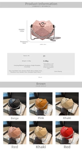 Size chart showing 20x15x3cm dimensions for the diamond pattern crossbody handbag