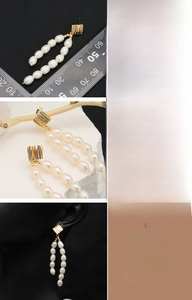 Detailed size and fit of natural freshwater pearl tassel earrings with 18k gold plating