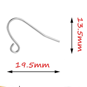 Macro shot of 316 stainless steel earring hooks with precise 13.5mm by 19.5mm dimensions