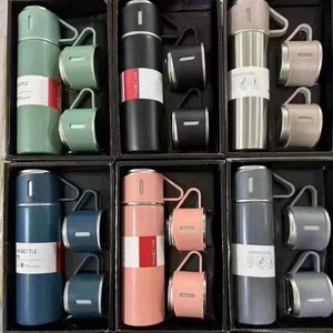Vacuum Insulated Water Bottle And Drinking Cups Gift Box 304 Stainless Steel Portable Thermal Flask Office Travel