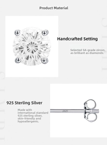 Détail de la boucle d'oreille en argent S925 avec zircone 5A et poinçon d'authenticité