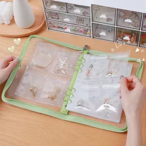 Portable transparent PVC jewelry binder with zipper for anti-oxidation storage