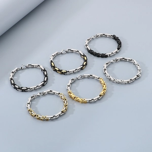 6mm Byzantine chain bracelets in stainless steel with multi-color rock style finishes