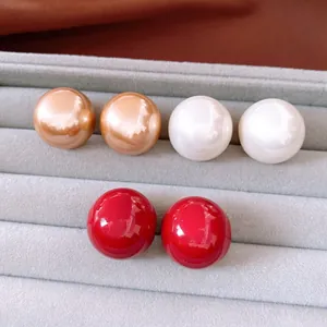Elegant Round Faux Artificial Pearl Stud Earrings With Silver Earring Post Minimalist Fashion Jewelry Accessories For Women