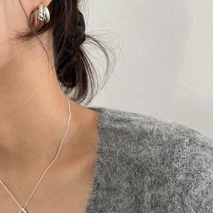 Minimalist 925 sterling silver twisted rope stud earrings and necklace set for women