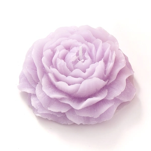 Peony flower scented candle in purple wax, elegant home decor gift for women