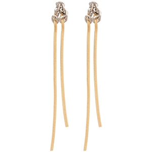 Boucles d'oreilles longues minimalistes avec maillons argentés et chaînes serpent dorées