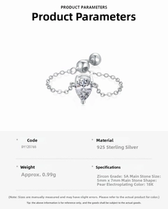 Detail specifications of 925 sterling silver ring with 5*7mm pear-cut zircon stone